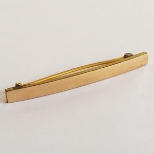 Vintage bar pin gold tone brooch plain minimalist Victorian edwardian